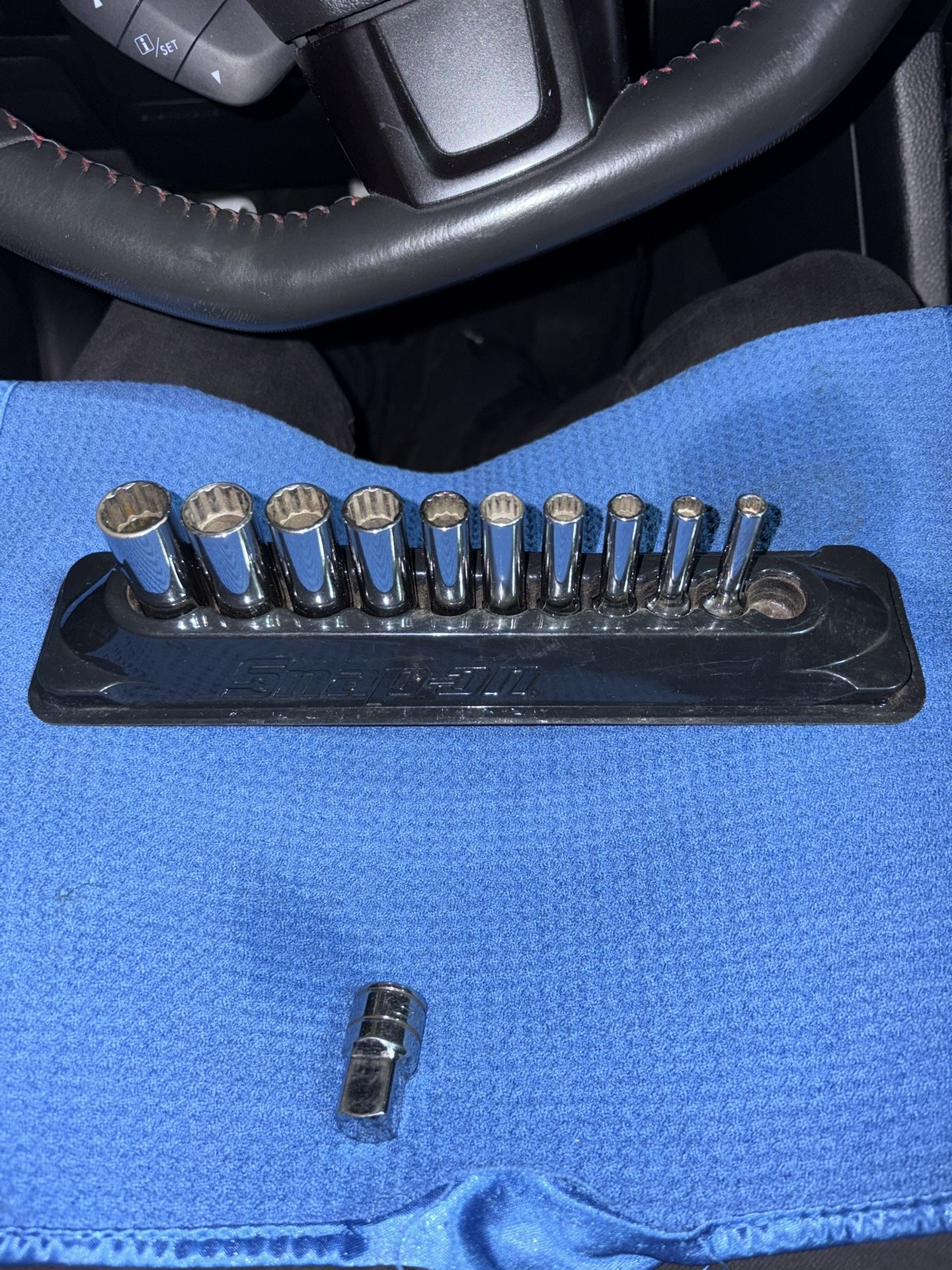 Snap-on 11 Piece 3/8" Drive Metric Deep Socket Set Magnetic Tray