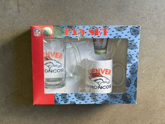 Broncos Fan Set (glass, Shot Glass And Mug)