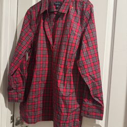 Lands' End Vibrant Red Plaid Shirt Size 22w