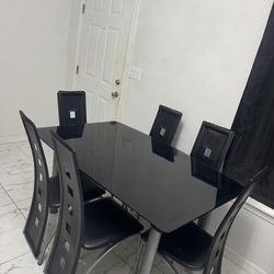 6pc glass dining table