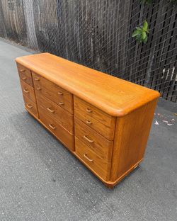 Vintage Oak 12-Drawer Dresser / Long Lowboy - 68”