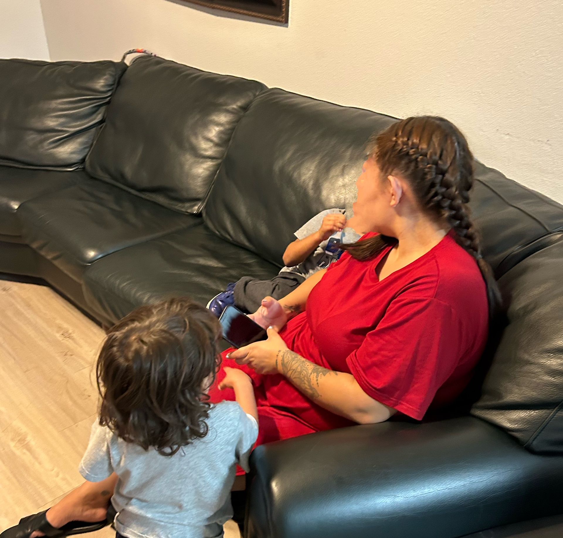 Green Genuine Leather Sectional Couch 2 Pcs and 8 Cushions