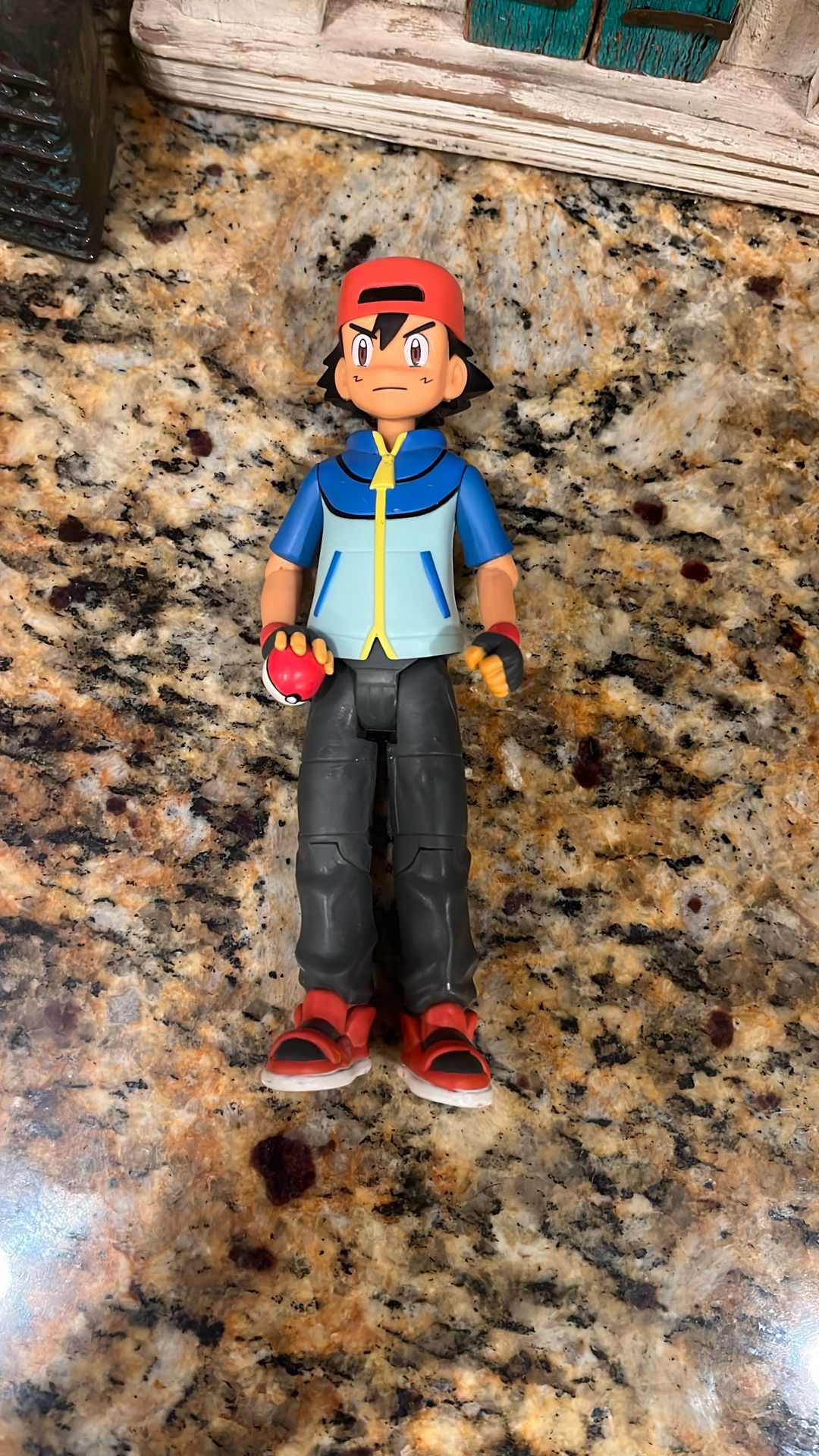 Pokemon Jakks Ash Ketchum Trainer Figure 2011 black & white 7” Tall Toy