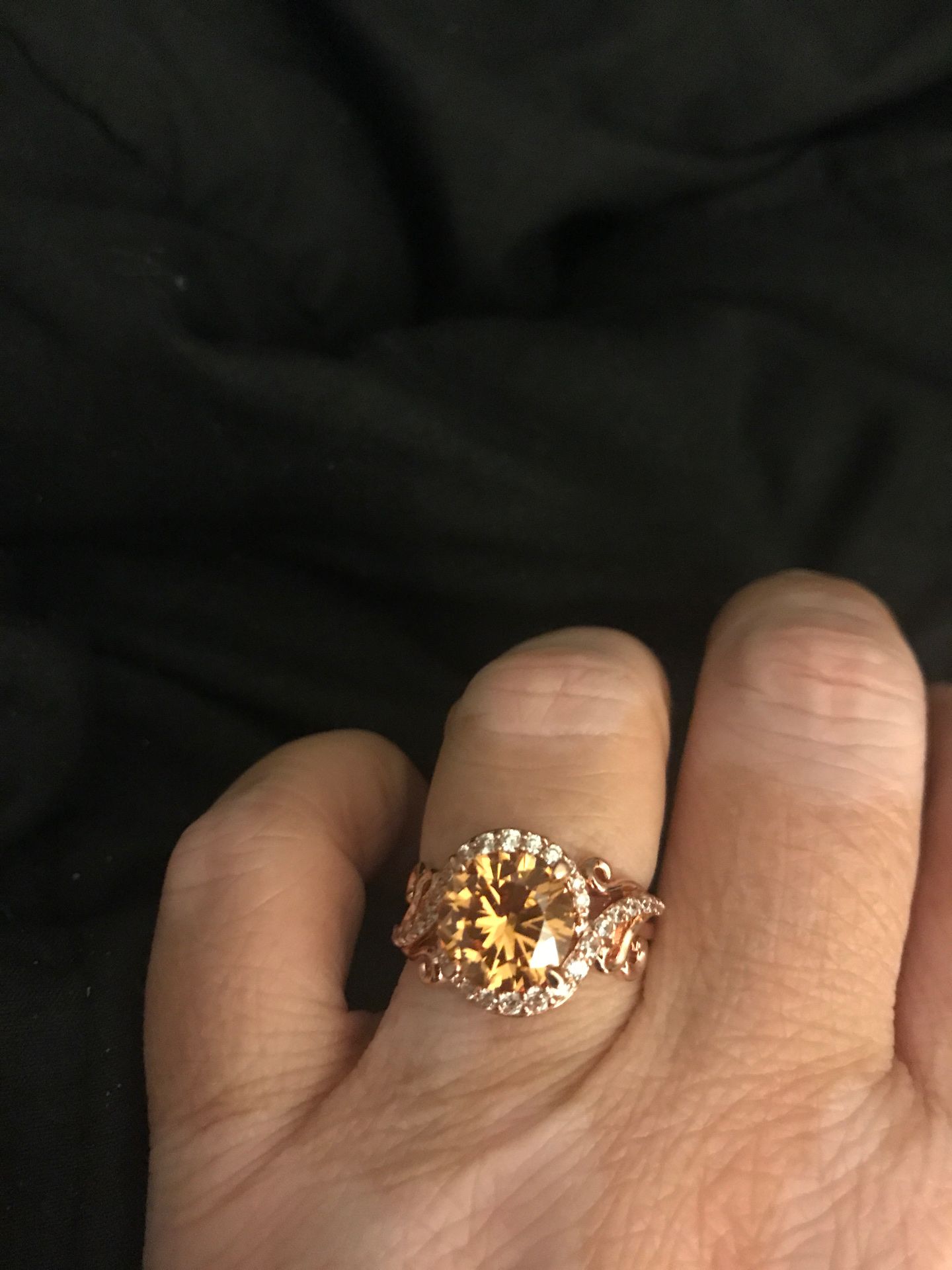 Rose gold plated topaz ring size 8