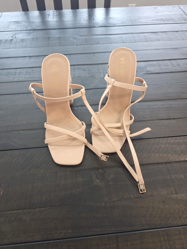 Venus Tan Women's Size 8 Sandal 5 Inch Heel Wedge