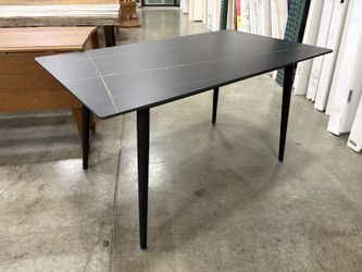 Modern Stone Style Dining Room Table with Sleek Tapered Legs