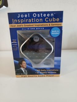 Brand New still sealed Joel Osteen Inspiration Cube!
365 daily Inspiration. 
52 weekly sermons!!
Portable and rechargeable!
Only 20 dollars!
And i gif