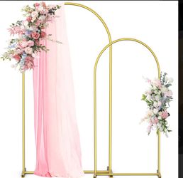 Vow Party Gold Metal Arch Stand ONLY Set of 2 7.2 FT & 6FT