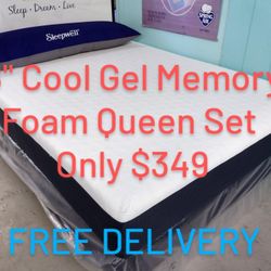 Delivery Free Today New Queen Cool Gel Mattress & Box