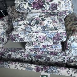 Flower Couch & Loveseat 