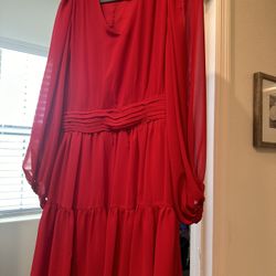 Red Chiffon Dress XL