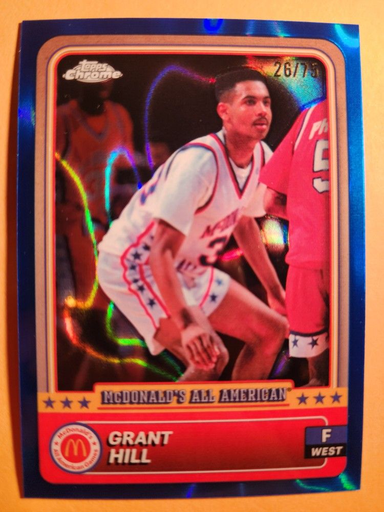 NM-MT 2024 Topps Chrome Grant Hill Blue Lava Refractor Prizm Card #44 SP /75 HOF
