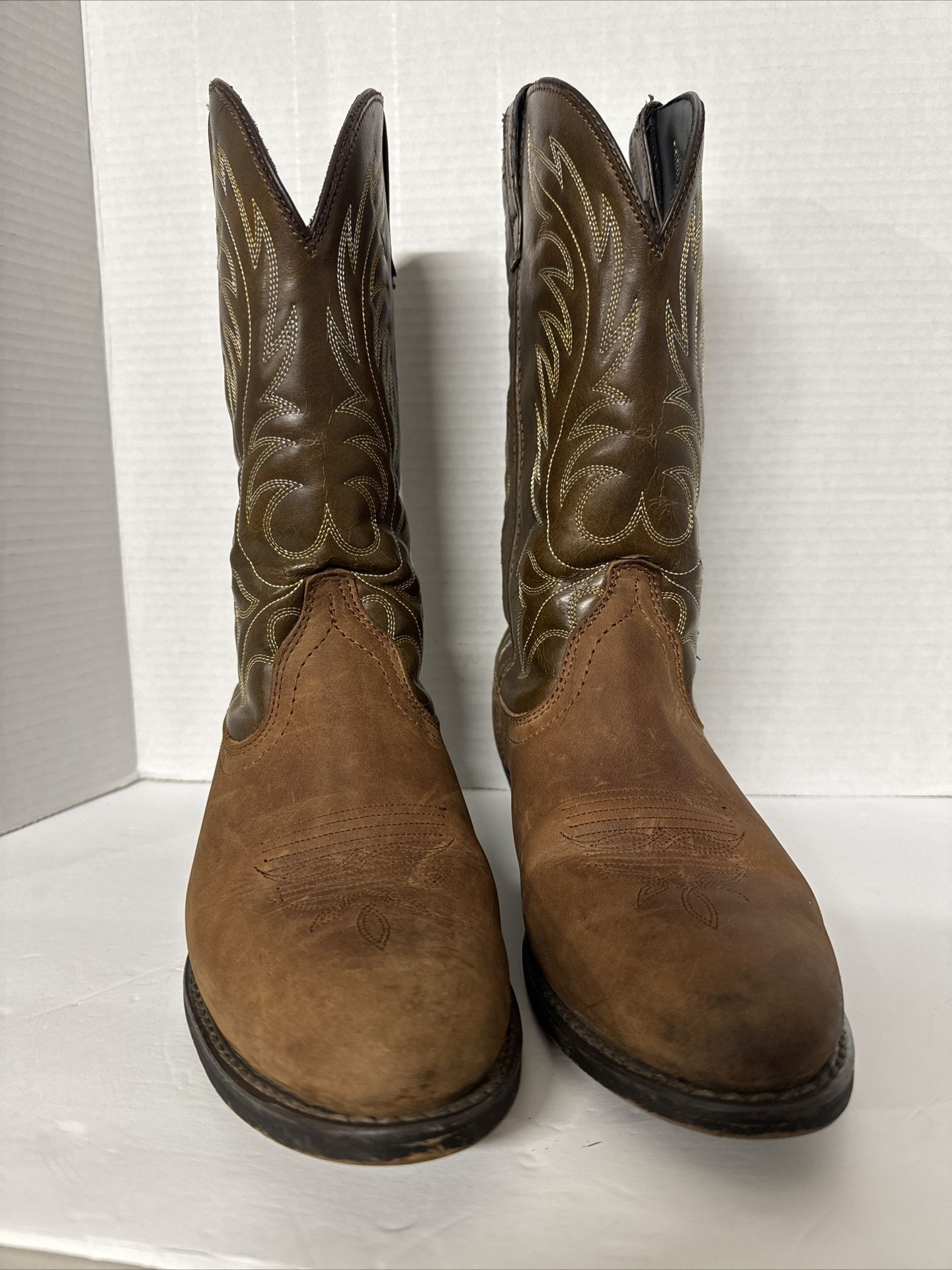 Laredo Lea Vamp Fox Brown Leather Western Cowgirl Boots Womens Size 9M #5742