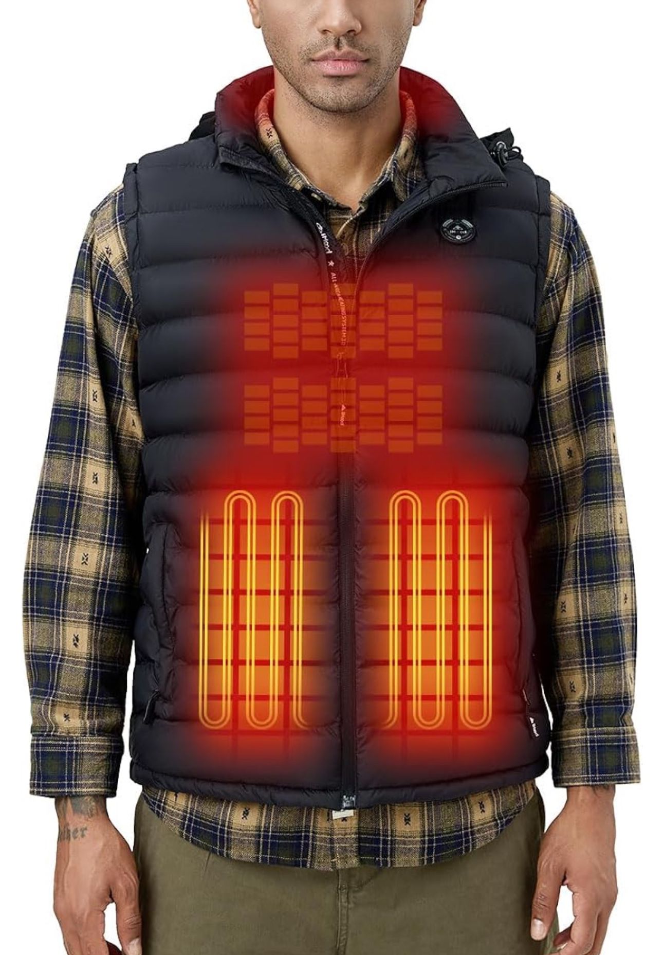 NEW iHood Mens Heated Vest with Battery Pack W/Retractable Heated Hood Black M