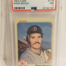 Wade Boggs Rookie 1983 Fleer Baseball Card Graded 7 Near Mint Red Sox 