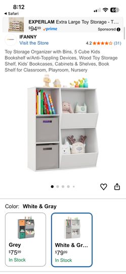 White Wooden Dresser Shelves Storage Bookcase Cubbies