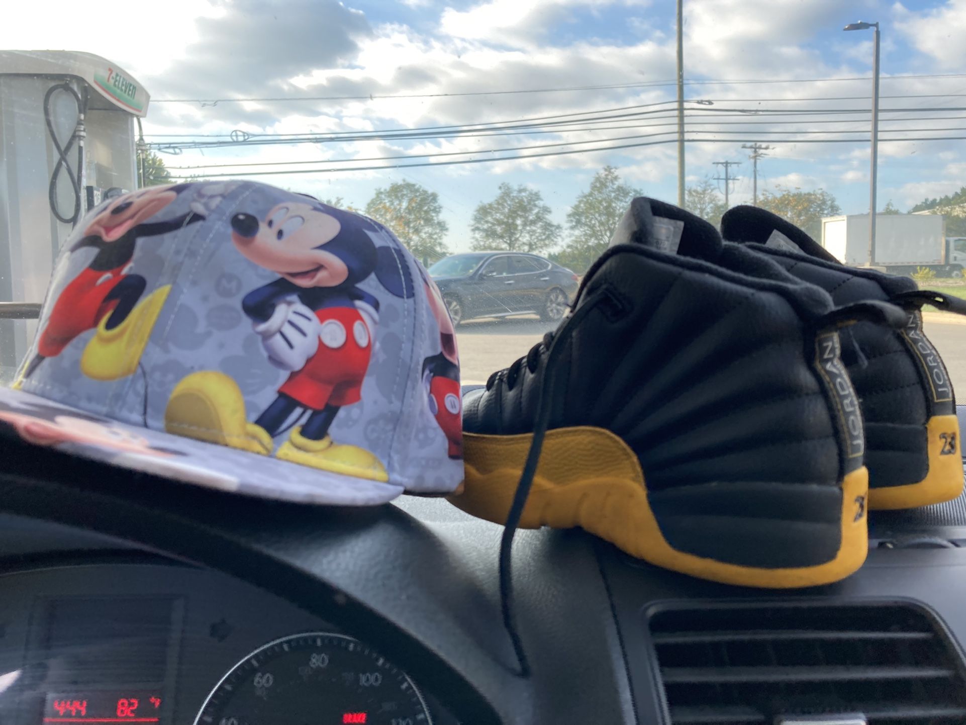 Jordan 12s and Mickey Mouse Hat