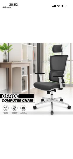 Adjustable Office Chair, Ergonomic High Back Mesh Swivel Task Seat with Headrest & Armrest