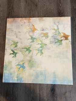 Watercolour Birds On Canvas 16”x 16”