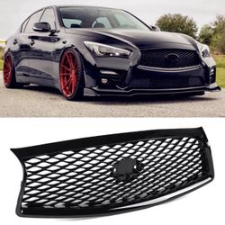 Fits For Infiniti Q50 2014 - 2017 JDM Gloss Black New Front Bumper Grille Grill