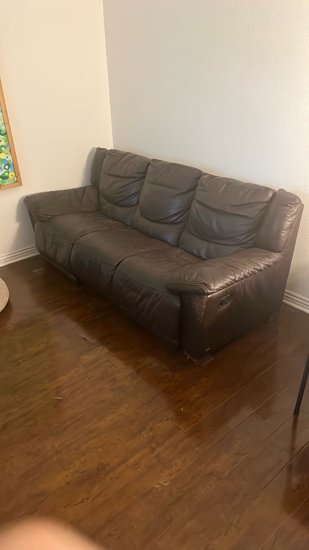 Real Leather Couch W/ recliner