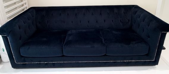 Blue Velvet Sofa and Chairs like new