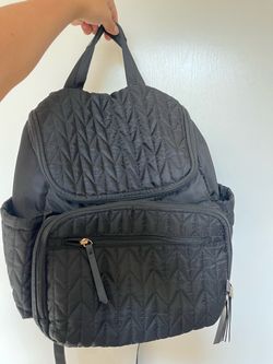 Black Quilted Nylon Backpack