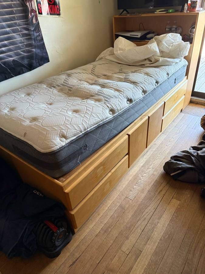 Twin Captains Bed Frame W Headboard Bookcase