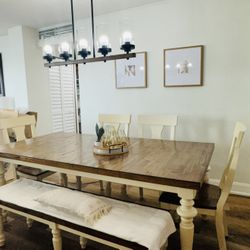 Solid Wood Farmhouse Dining Room Set 