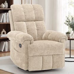 New Small Recliners for Small Spaces,Swivel Rocker Recliner Chair with Side Pockets for Living Room,Khaki