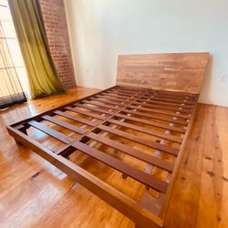 Queen Size Cb2 Dondra Teak Bedframe. Platform bed