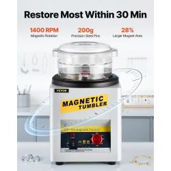440*Magnetic Tumbler, 180mm Jewelry Polisher Tumbler,2000 RPM KT-185 Jewelry Polisher Finisher with Adjustable Direction and Time for Jewelry (185mm)