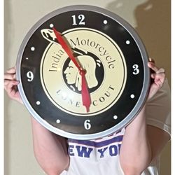 NEW Vintage Indian Motorcycle Lone Scout Clock Biker Garage Man Cave Wall 13” L-Clock