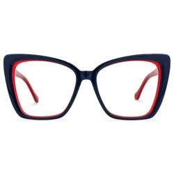 Shanell Butterfly Blue & Red Acetate Eyeglasses Frames w/ Clear Lenses