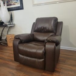 Genuine Leather Manual Recliner and Rocking Chair 