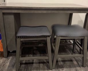 Grey Counter Height Dining With Shelves & 2 Stools $390 OBO