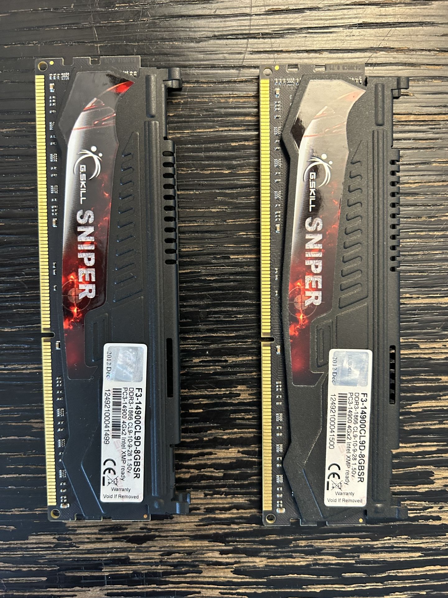 G. Skill Sniper DDR3 1866 mhz 8 GB RAM total : 2 x 4 GB sticks