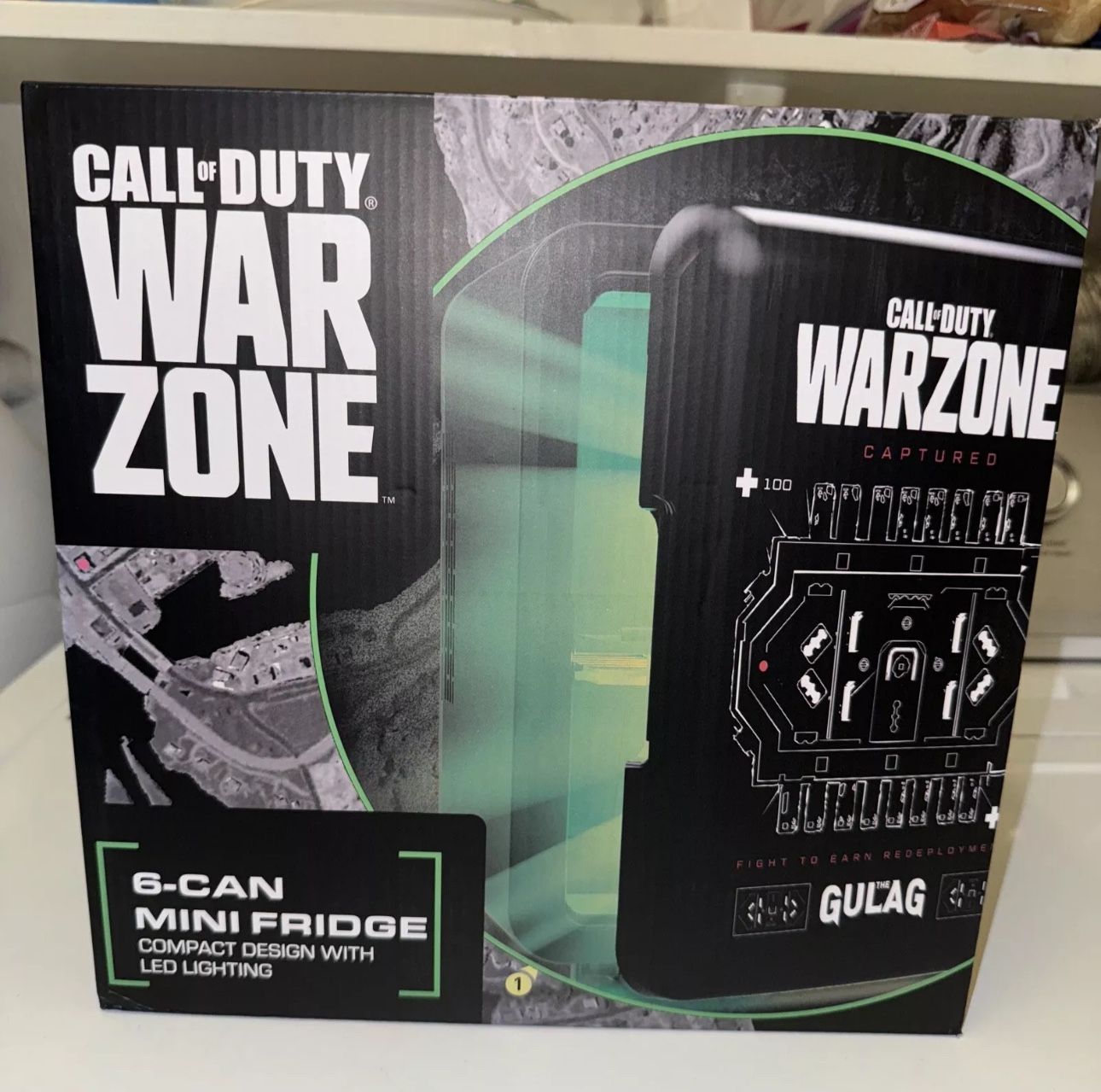 Call Of Duty War Zone Gulag 6 Can Black Mini Fridge Refrigerator With LED Lights
