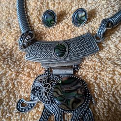 Elephant Necklace And Earrings Set