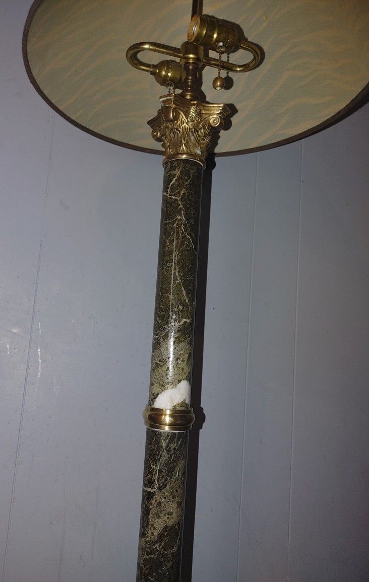 Green Marble Roman Column Floor Lamp