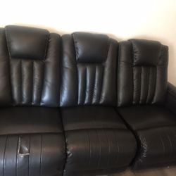 Black Couch Small Tear On 1 Seat 