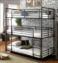 Brand New Black Metal Twin Size Triple Bunk Bed
