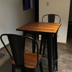 Wood Table With 2 Chairs 