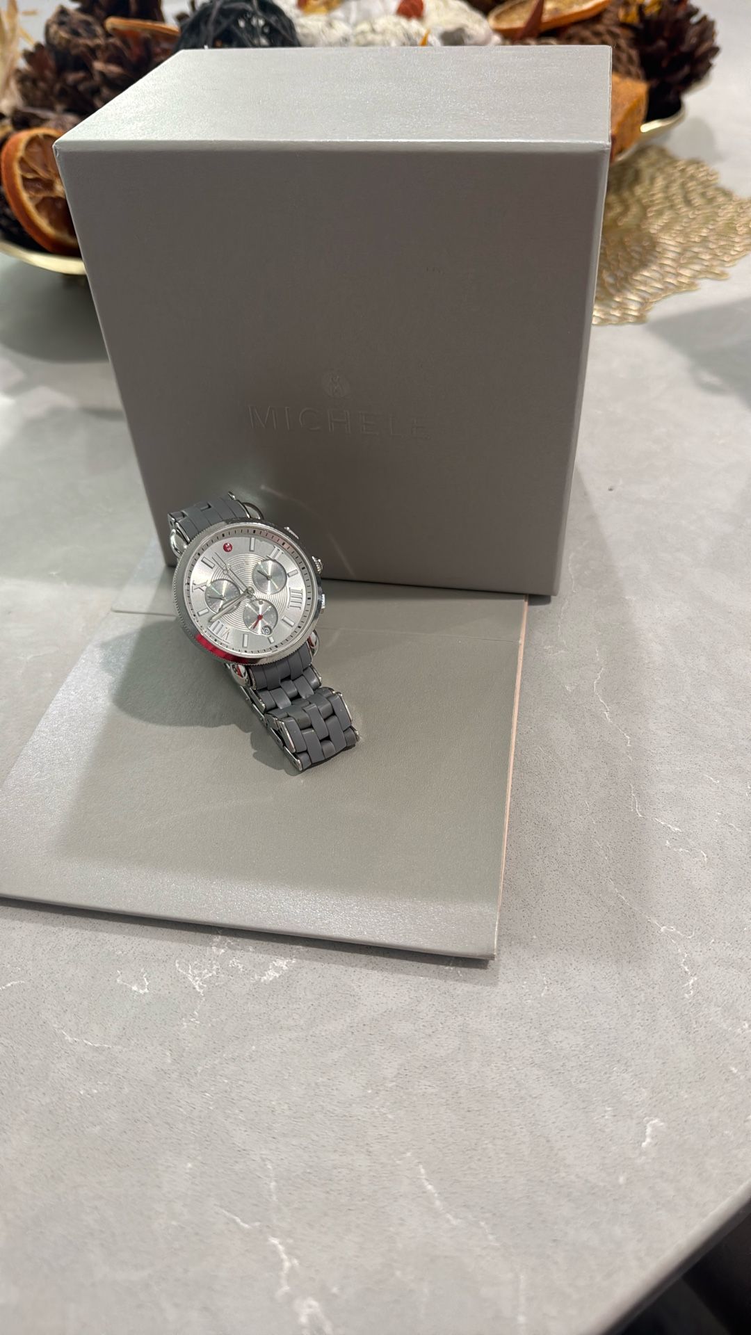  MICHELE Sporty Sport Sail Watch with Silicone Bracelet, Slate