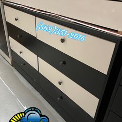 Black Body Dresser With White Alternating Drawers Chest 