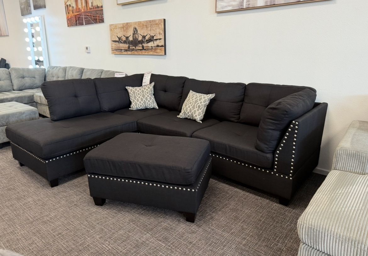 π€ Stylish Black Sectional + Ottoman β Just $799!