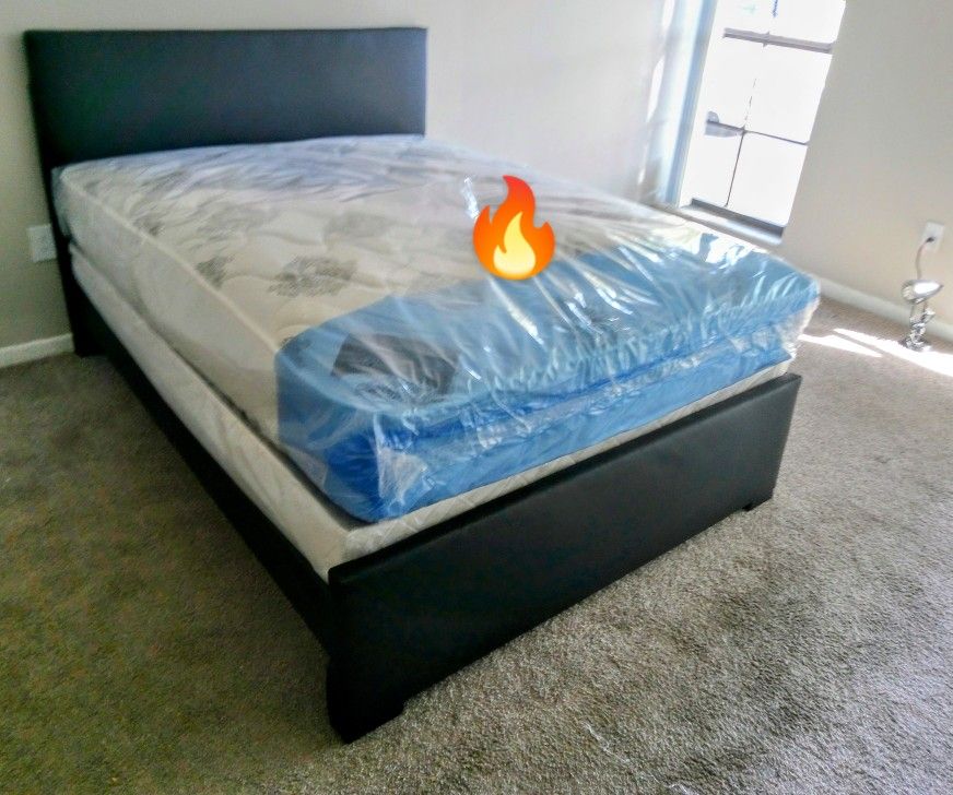$330 Full Size Bed Frame With Mattress And Boxspring Brand New Free Delivery