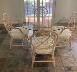 Rattan Bamboo Dining Set in style of McGuire 1980s