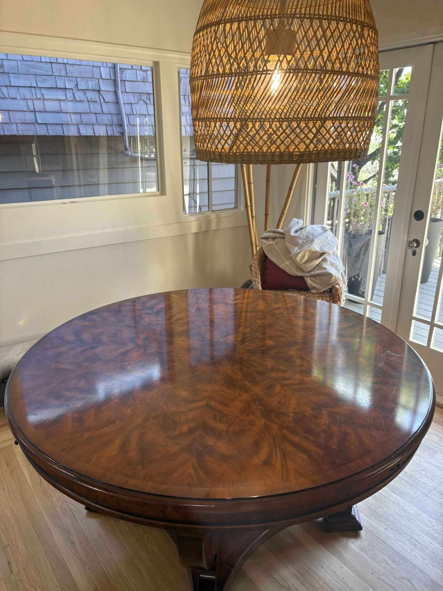 Rare Hickory White Mahogany Dining Table