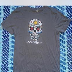 Grey Hurley Cotton Tee With Skull